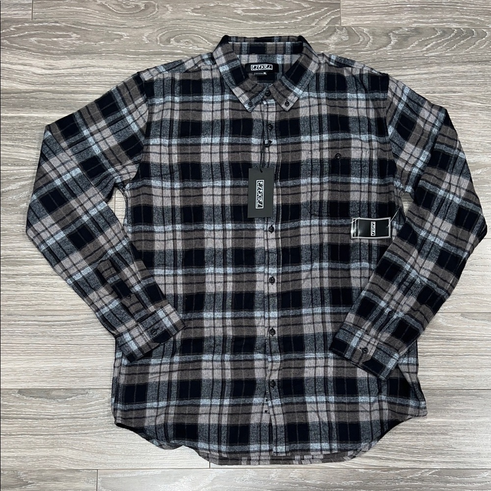 Ezekiel Black and Gray Plaid Men's Shirt